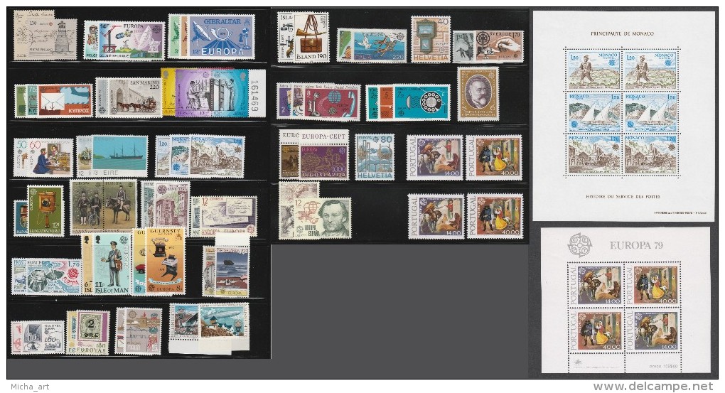 Europa Cept 1979 Complete Year +  Portugal Prosphor Set  Total 70  Values + 2 M/S  MNH - Volledig Jaar