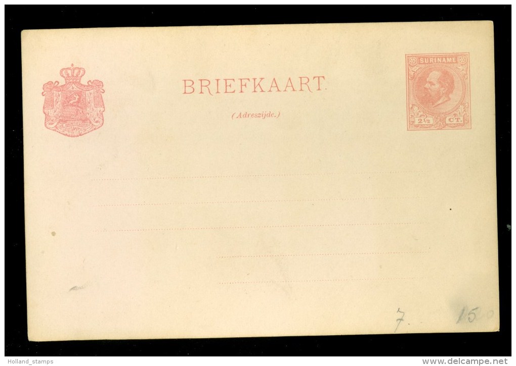 SURINAME * BRIEFKAART   Uit 1873 * VOORDRUK 2 1/2  CENT ONGEBRUIKT (9956g) - Surinam ... - 1975