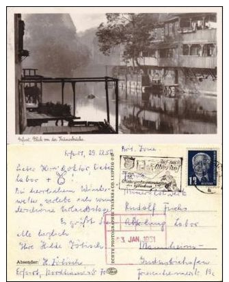 ERFURT   Thüringen - BLICK Von Der KRÄMERBRÜCKE - Ansichtskarte 1950 - Sonstige & Ohne Zuordnung