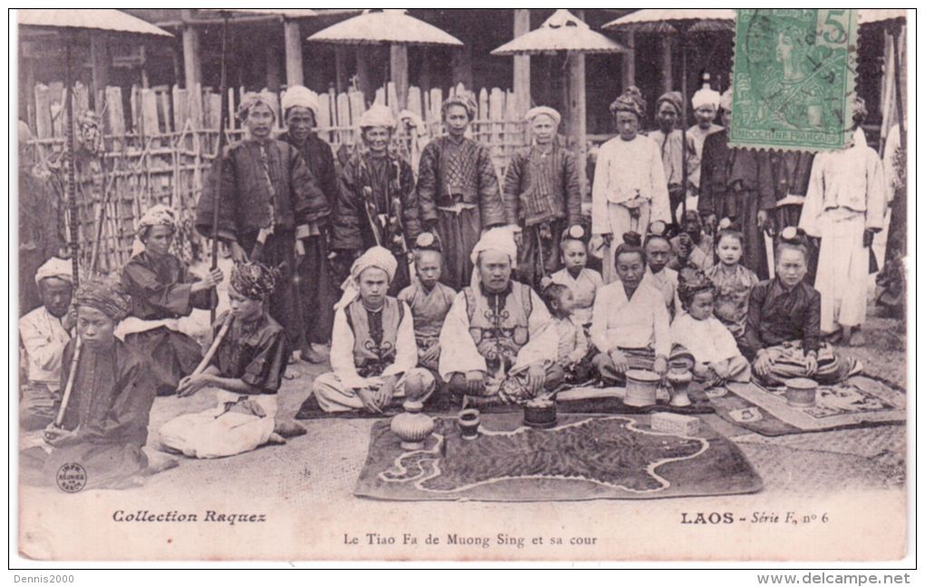 LOS -série F,n°6 - Le Tiao Fa De Muong Sing Et Sa Cour - Coll. Raquez - Laos