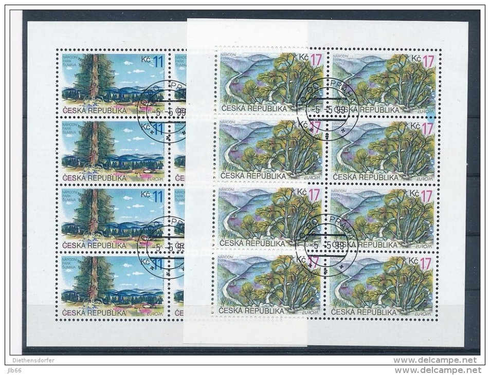 Europa 1999 2 Feuillets De 8 Timbres Oblitérés Parc National Sumava - Blokken & Velletjes