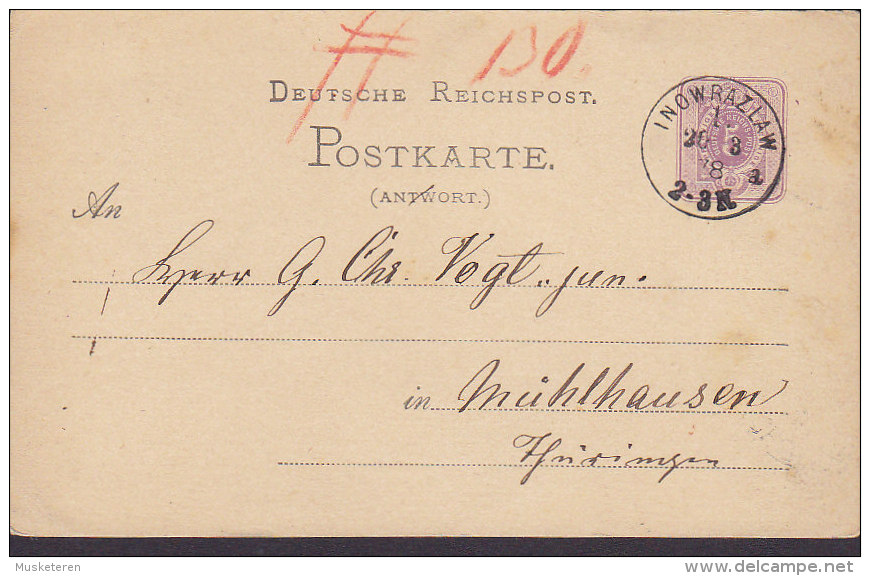 Poland Vorläufer Germany Reichspost Postal Stationery Ganzsache 5 Pf.(e) Antwort INOWRAZLAW 1876 MÜHLHAUSSEN (2 Scans) - Postcards