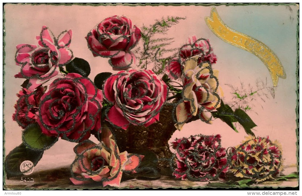 N°1881 MMM 65 SAINTE CATHERINE BOUQUET DE ROSES PAILLETTES  PC PARIS 5428 - Saint-Catherine's Day