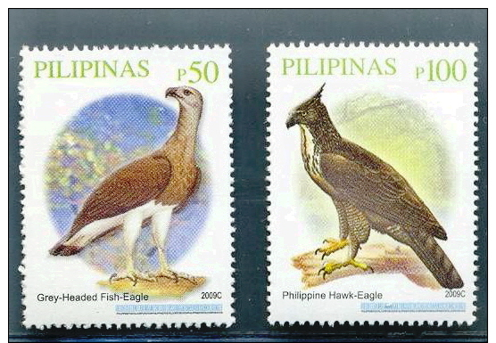 PHILIPPINES * SERIE 2v 2009C / 2009 C * DEFINITIVES * BIRDS OISEAUX EAGLE AIGLE * MNH - Filippijnen