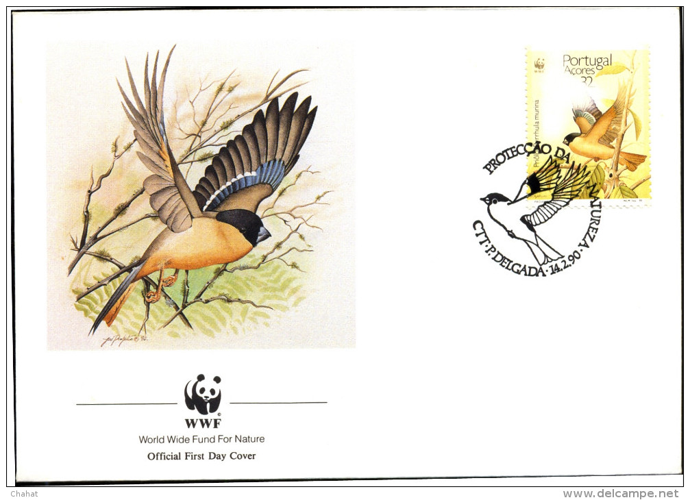 BIRDS-SPARROWS-WWF-SET OF 4  FDCs-PORTUGAL-1990-FLAWS-FC-67-42 - Sparrows