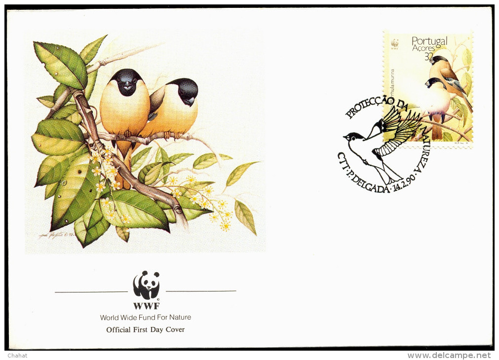 BIRDS-SPARROWS-WWF-SET OF 4  FDCs-PORTUGAL-1990-FLAWS-FC-67-42 - Sparrows