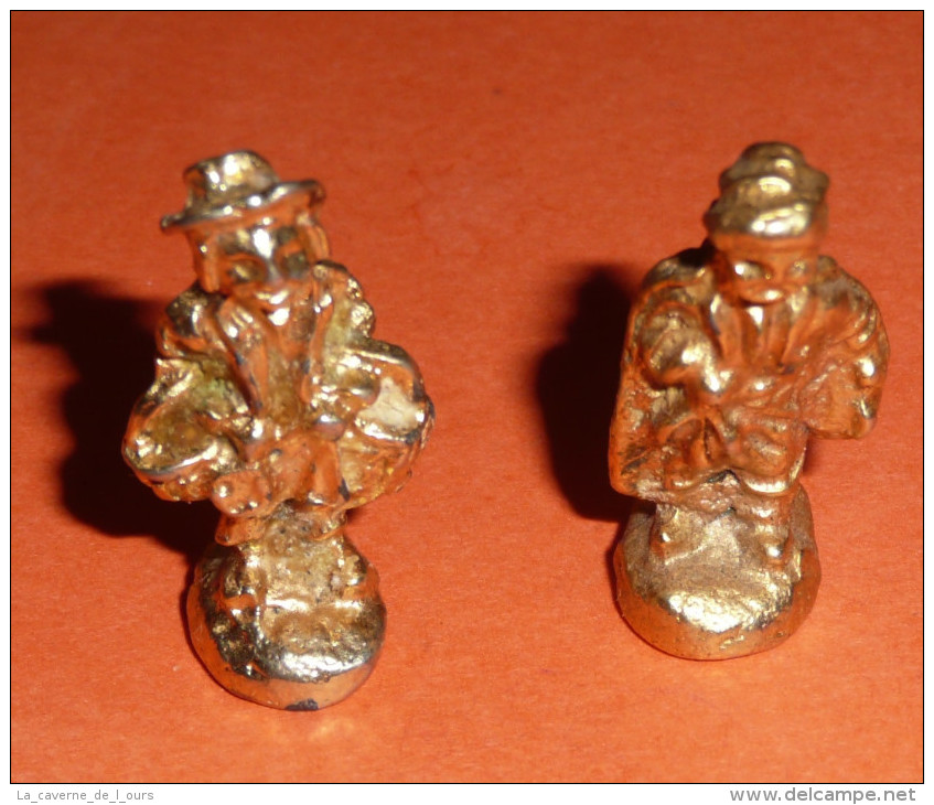 Rare Lot 2 Figurines En Métal Doré Kinder Ou Autre Vintage A VOIR Fêves ??? Feve - Metalen Beeldjes