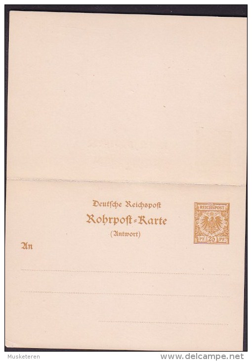 Deutsche Reichspost Postal Stationery Ganzsache 25/25 Pf. Adler ROHRPOST-Karte Unused (2 Scans) - Postkarten