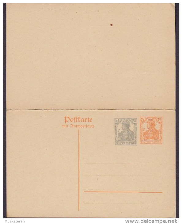 Deutsches Reich Postal Stationery Ganzsache Amtlicher Postkarte 2½/7½ Pf. Germania M. Antwort (2 Scans) - Postcards