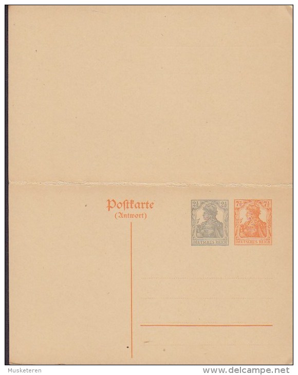Deutsches Reich Postal Stationery Ganzsache Amtlicher Postkarte 2½/7½ Pf. Germania M. Antwort (2 Scans) - Cartes Postales
