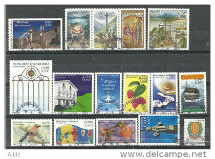 Année Complète ANDORRE 2001.  16 T-p Oblitérés Première Qualité. (Inclus: EUROPA 2001, Avec Hautes Faciales) - Used Stamps