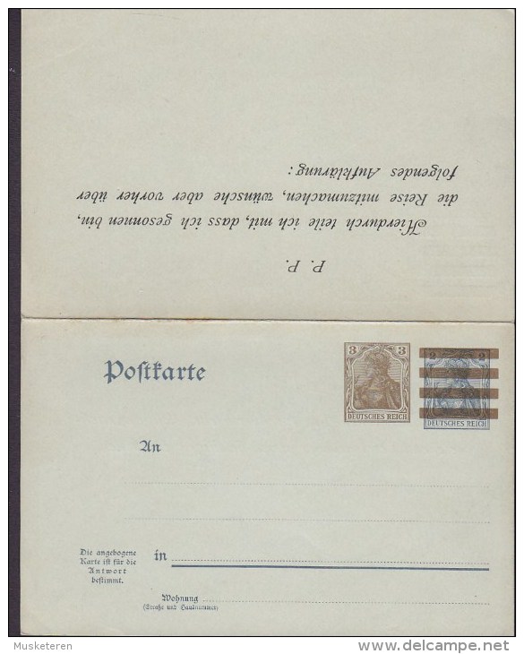 Germany Deutsches Reich Postal Stationery Ganzsache 2/3 Pf. Germania M. Antwort PRIVATE PRINT (2 Scans) - Postkarten