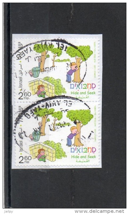 ISRAEL   2 Timbres Se Tenant 2,60     2011   Sur Fragment Oblitérés - Used Stamps (without Tabs)