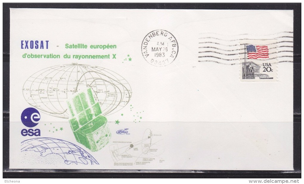 = EXOSAT Satellite Européen Observation Rayonnement X ESA Enveloppe VandenbergAFB CA 26.5.83 Etats Unis - Nordamerika