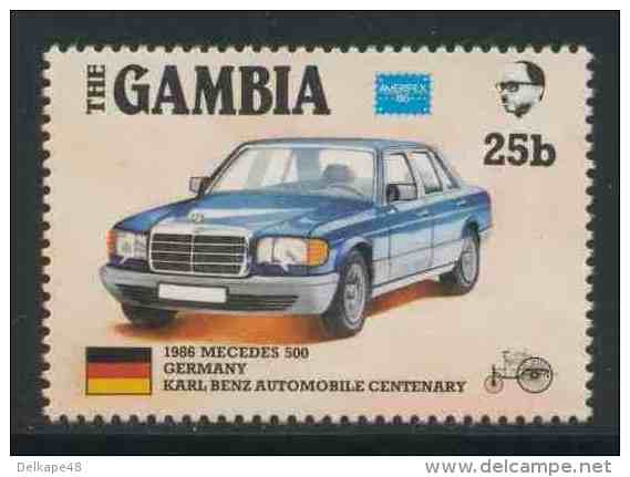 Gambia 1986 Mi 626 YT 594 ** Mercedes “500” (1986) German - Cent. (1985) First Benz Motor Car / Automobil - Auto's