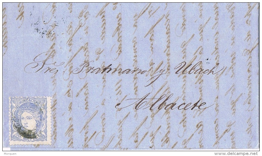 14905. Carta Entera Barcelona 1871 A Albacete. AMBULANTE Ferrocarril - Used Stamps