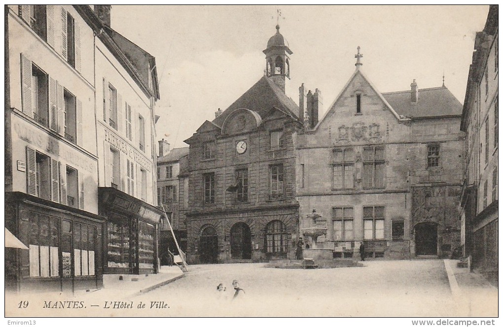 78 MANTES La Joie L'hotel De Ville Magasin De Faiences Verreries Vins Et Liqueurs - Mantes La Jolie