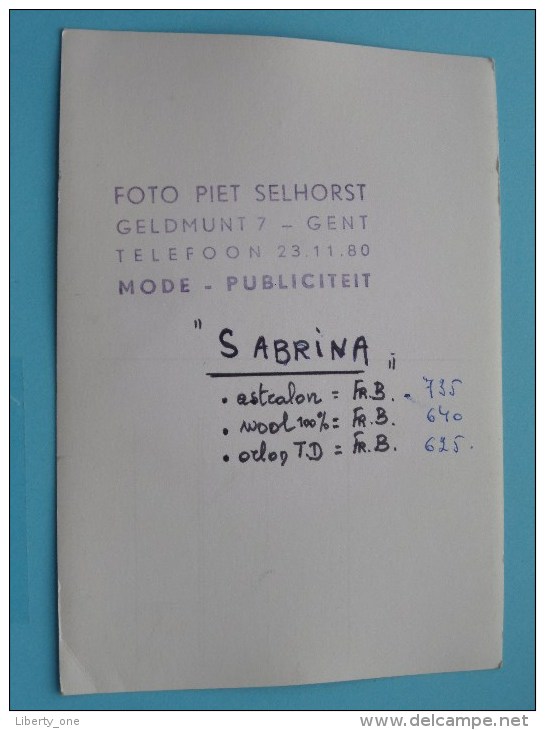 Foto PIET SELHORST Gent MODE Publiciteit " Sabrina " Jeanelli ( Formaat PK / CP Zie Foto Voor Details ) ! - 1940-1970