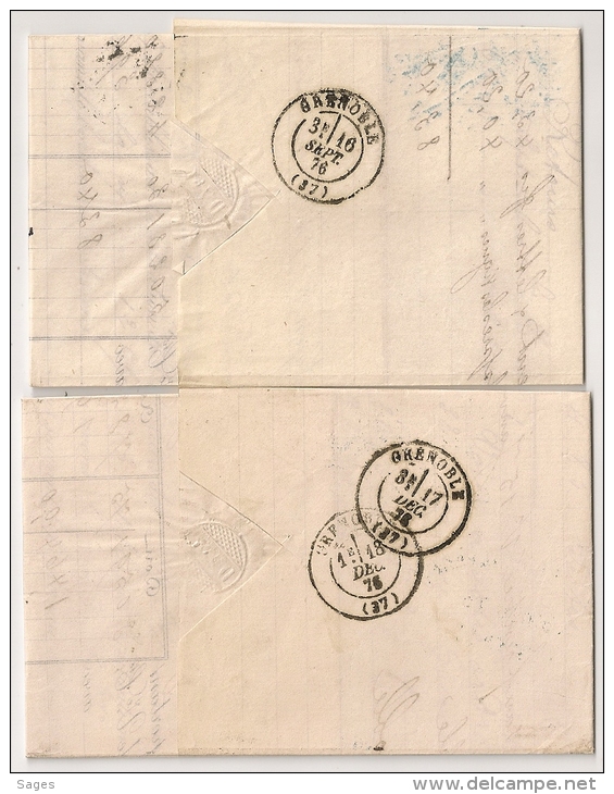 SAGE 25c Outremer, 2 Nuances, LYON LES TERREAUX Rhone Sur 2 Lettres. - 1877-1920: Période Semi Moderne