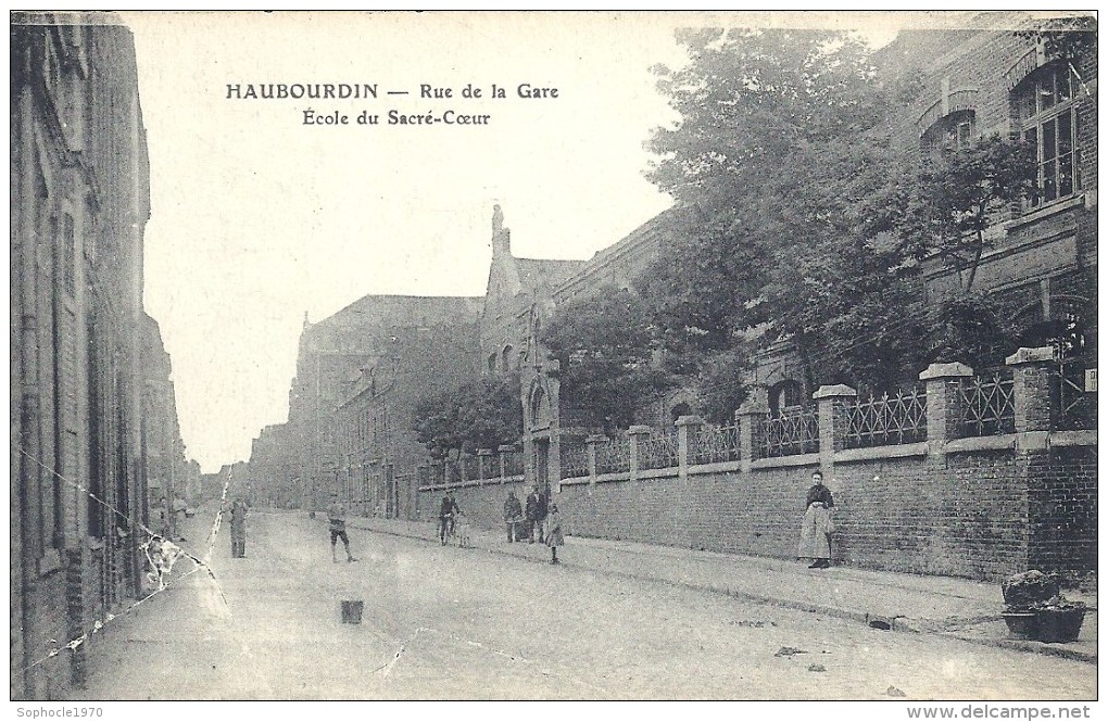 NORD PAS DE CALAIS - 59 - NORD - HAUBOURDIN - Rue De La Gare - Ecole Du Sacré Coeur - Haubourdin