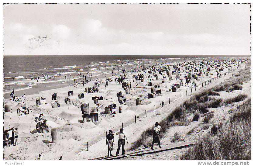 Germany PPC Nordseebad Langeoog Strand NORDSEEBAD LANGEOOG 1958 Sweden Echte Real Photo Véritable Vera (2 Scans) - Langeoog