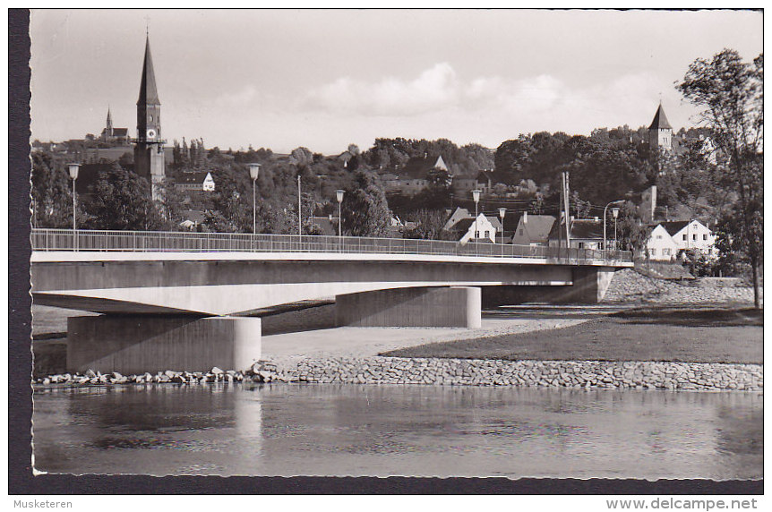 Germany PPC Dingolfing Nieder Bayern An Der Neuen Isarbrücke Bridge Pont 1959 Echte Real Photo Véritable (2 Scans) - Dingolfing
