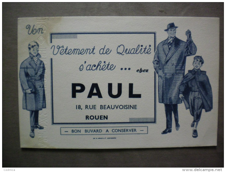 ROUEN  UN VÊTEMENT DE QUALITE S'ACHETE CHEZ PAUL 18 RUE BEAUVOISINE - Textile & Vestimentaire