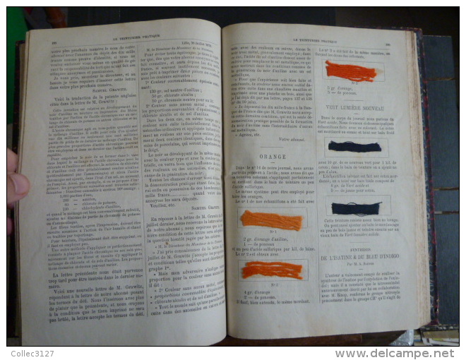 Max Singer - Le Teinturier Pratique - Livre relié contenant les 24 Nos de l'Année 1879 - Contient nombreux echantillons