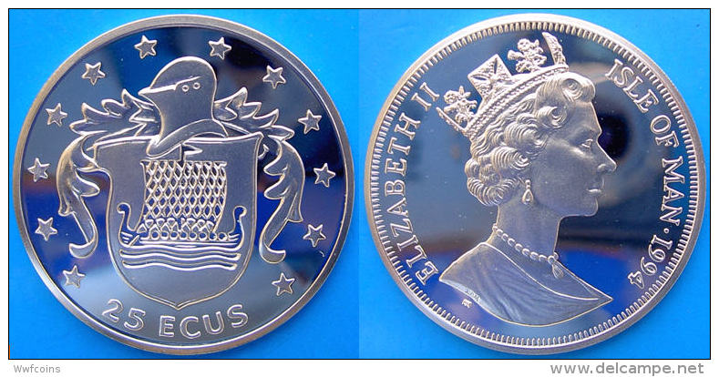 ISLE OF MAN 25 E 1994 ARGENTO PROOF SILVER ECU SIMBOLIC ESCUDO SHIP ANTICA NAVE PESO 19,6g TITOLO 0,925 CONSERVAZIONE FO - Isle Of Man