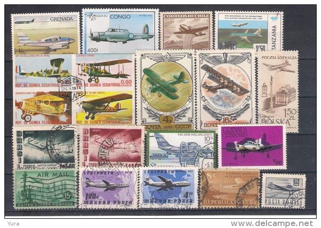 Lot 143  Airplanes   2 Scans  53 Different MNH, Used - Aviones