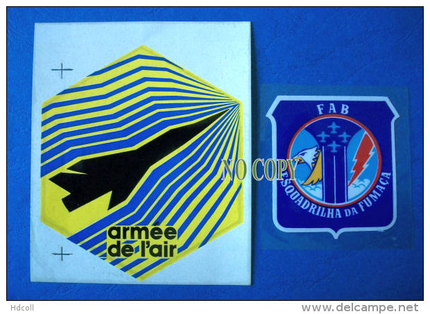 STICKER - Lot De 2 AUTOCOLLANTS - ARMEE DE L´AIR Et ESQUADRILHA DA FUMACA BRESIL - Aviation