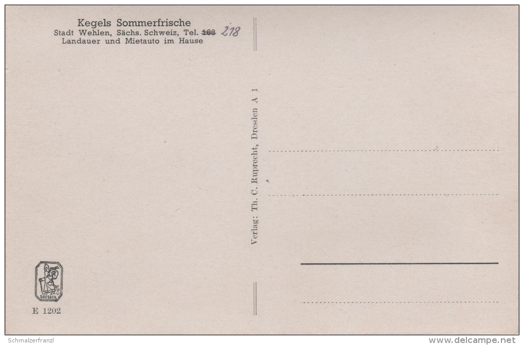 AK Wehlen Kegels Kegel 's Gasthof Sächsische Schweiz Bei Uttewalde Rathewalde Rathen Lohmen Pirna Obervogelgesang - Wehlen