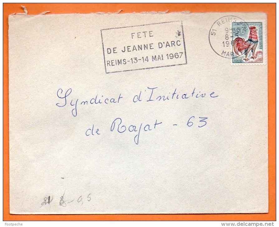 51 REIMS   FETE DE JEANNE D'ARC   8 / 5 / 1967 Lettre Entière N° J 364 - Oblitérations Mécaniques (flammes)