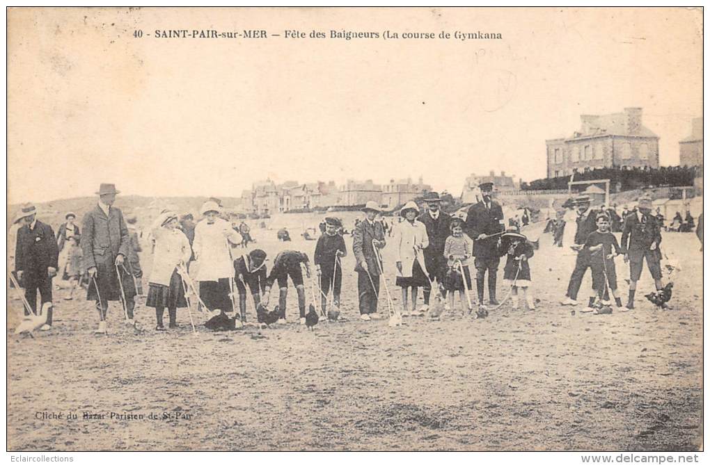 Saint Pair Sur Mer    50    Fête De Baigneurs. La Course De Gymkana (poules Et Lapins) - Saint Pair Sur Mer