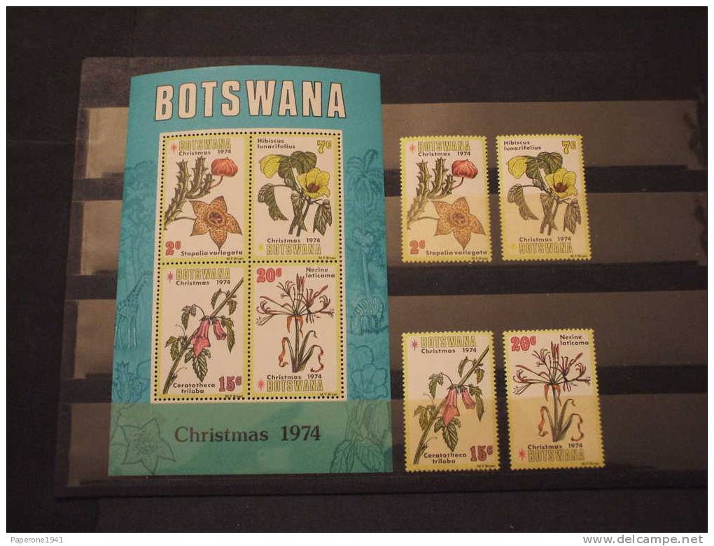 BOTSWANA - 1974 NATALE/FIORI 4v.+ BF - NUOVI(++)-TEMATICHE. - Botswana (1966-...)
