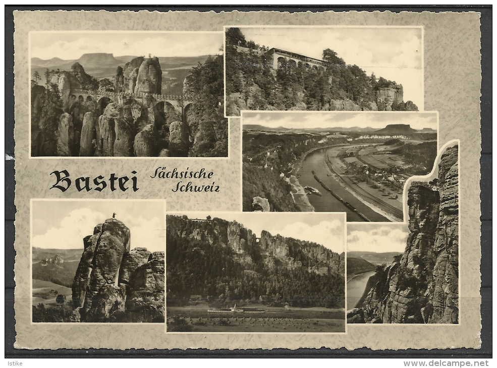 Germany, Bastei, MultI  View,"Hand Foto", 1964 . - Bastei (sächs. Schweiz)