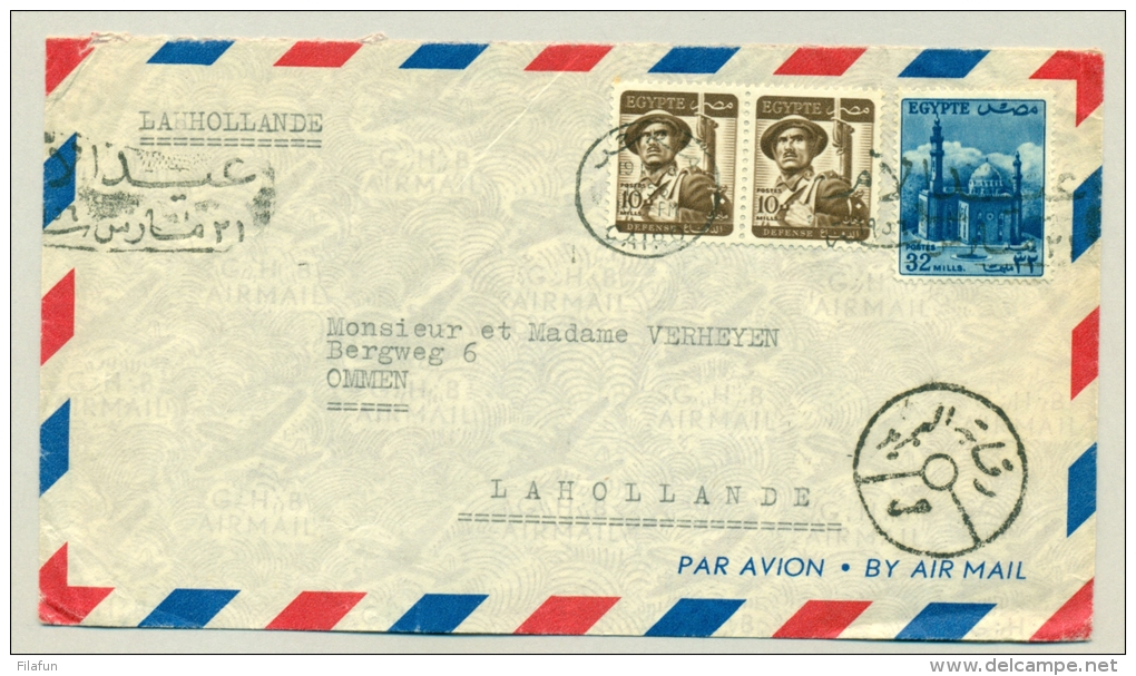 Egypte - 1956 - Censored Airmail Cover From Cairo To Ommen / Netherlands - Brieven En Documenten