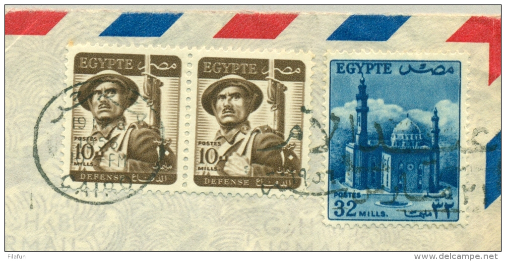 Egypte - 1956 - Censored Airmail Cover From Cairo To Ommen / Netherlands - Brieven En Documenten