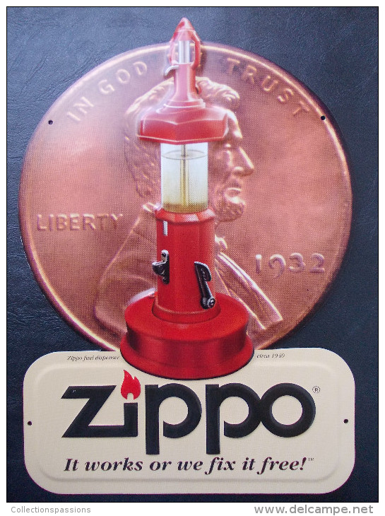 Plaque Publicitaire. ZIPPO. USA - - Plaques En Tôle (après 1960)