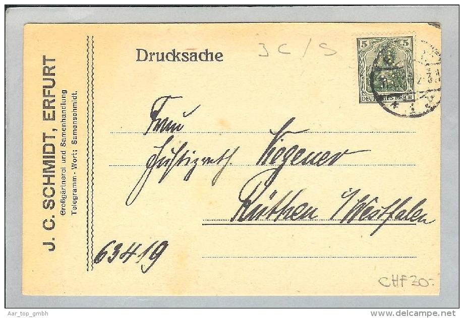 Heimat DE Thür.Erfurt 1920 Perfin PK "JC/S" Schmidt Gärtnerei - Briefe U. Dokumente