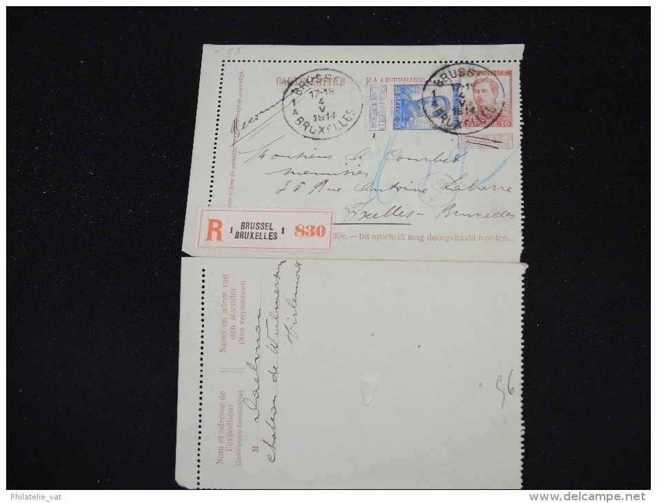 BELGIQUE - Entier Postal En Recommandé De Bruxelles Pour Bruxelles En 1914 - à Voir - Lot P10153 - Letter-Cards