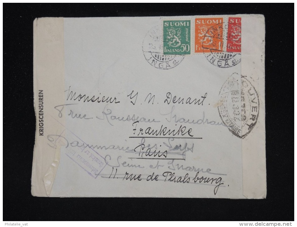 FINLANDE - Enveloppe Pour La France En 1940 Avec Controle Militaire - Aff Plaisant ( Tricolore) - à Voir - Lot P10161 - Briefe U. Dokumente