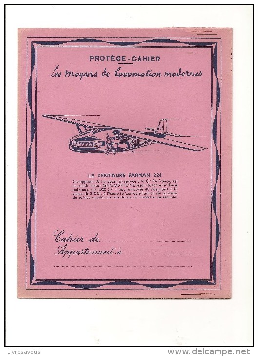 Protège Cahier Le Centaure Farman 224 Les Moyens De Locomotion Modernes Des Années 1960 Environ - Protège-cahiers