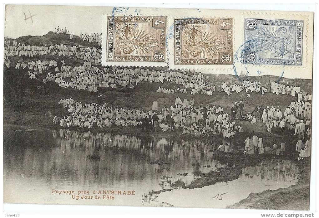 LBL33D- MADAGASCAR CPA ANTSIRABE "UN JOUR DE FÊTE" TAMATAVE / PARIS JUIN/JUILLET 1906 - Covers & Documents