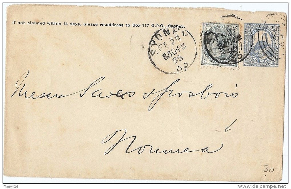 LBL33D- AUSTRALIE NEW SOUTH WALES LETTRE SYDNEY / NOUMÉA 20/2/1895 - Brieven En Documenten