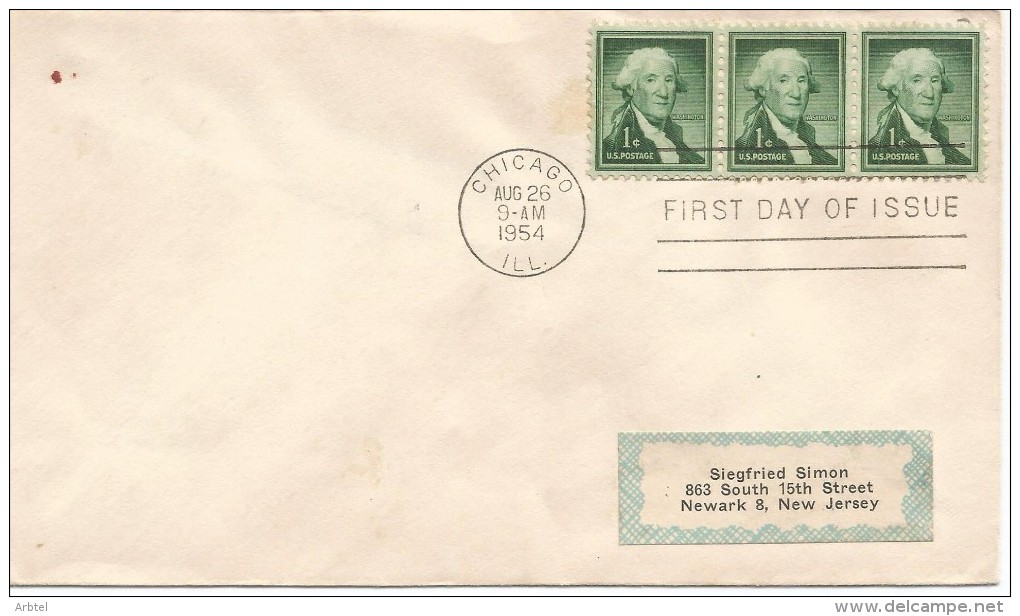 USA FDC CHICAGO 1954 WASHINGTON - George Washington