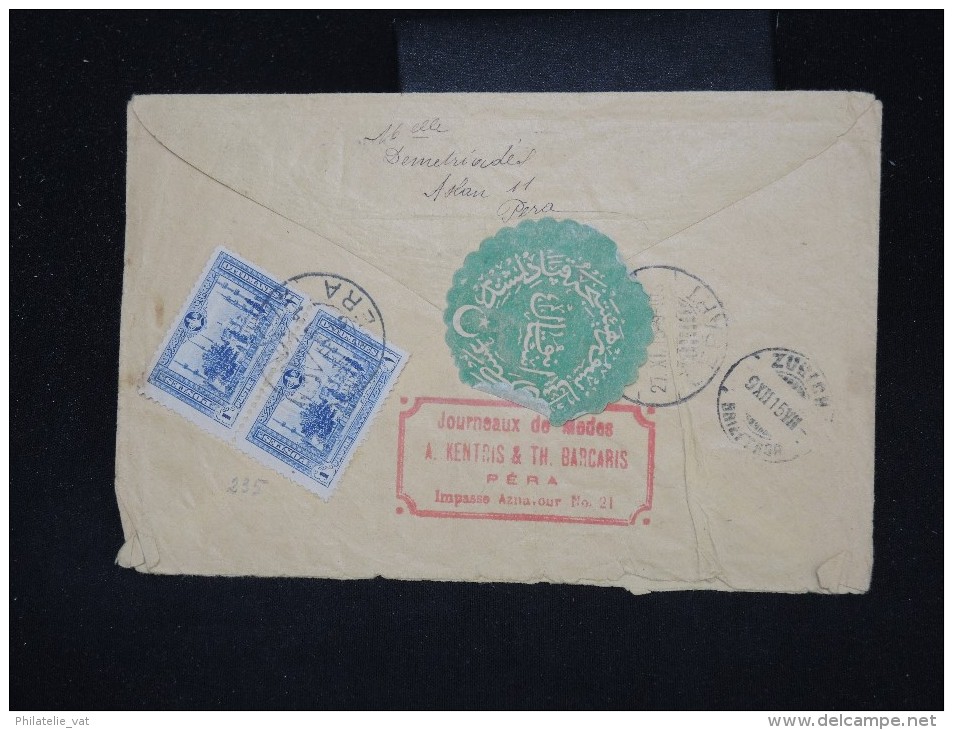 TURQUIE - Enveloppe En Recommandé De Péra Pour La Suisse En 1915 - Aff. Plaisant - à Voir - Lot P10177 - Lettres & Documents