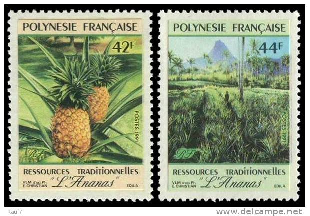 Polynésie 1991 - Fruits, Ananas - 2val Neuf // Mnh - Ongebruikt