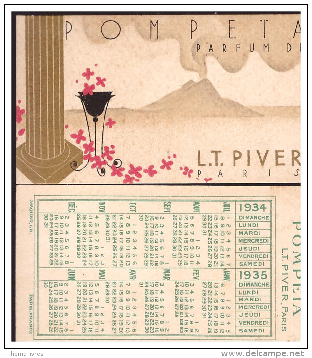 Calendrier Carte Parfumée Pompeia 1934-1935 (PPP0593) - Kleinformat : 1921-40