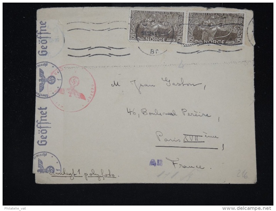 NORVEGE -Enveloppe Pour La France En 1941 Avec Controle Allemand - Aff. Plaisant - à Voir - Lot P10185 - Lettres & Documents